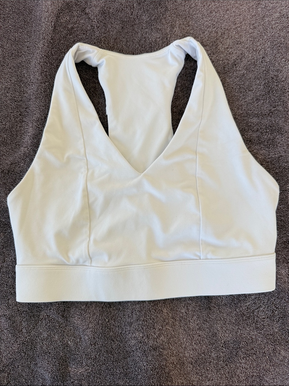 Fabletics White V-Neck Racerback Sports Bra
